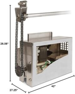 Here is the optimized meta description:

"Sear delicious meals with the Alfresco ALXE-42SZ-NG grill, featuring up to 108000 BTUH and a rotisserie. Perfect for outdoor gatherings, now with a built-in motor in stainless steel."