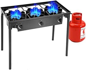 Perfect your outdoor cooking experience with Giantex's Triple Burner Stove, featuring high pressure and 225,000 BTU total, perfect for camping, picnics, and cookouts. Boost your grilling power without breaking the bank!
