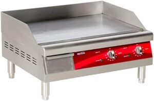 Here is the generated SEO meta description:

"Easily cook up a storm with this compact 16" electric countertop griddle, featuring 9 temperature settings and stainless steel construction. Limited warranty included."
