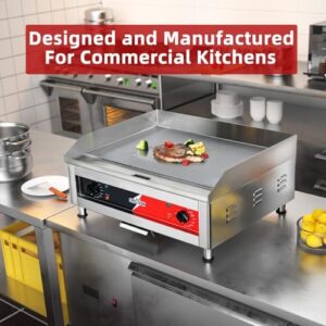 Upgrade your commercial kitchen with the Crosson 24"*16" Electric Griddle, featuring a heavy-duty non-stick iron plate and bonus spatulas. Perfect for high-volume use.