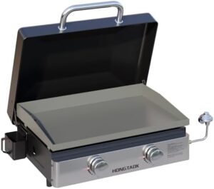 Boost your outdoor cooking experience with this 23-inch portable propane gas grill featuring a stainless steel front plate and two burners. Perfect for camping, BBQ, and cooking on-the-go!