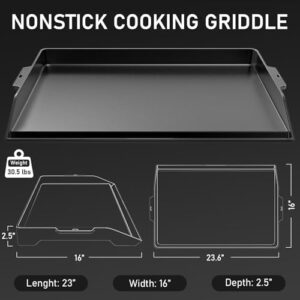 Cook healthy meals anywhere with the Utheer 23" x 16" Cast Iron Griddle. Nonstick coating and X-Shaped ridges make cooking easy, perfect for camping trips, parties, or stovetop use.