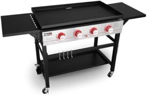 Here is the optimized SEO meta description:

"Upgrade your outdoor cooking with Royal Gourmet's GB4000 36-inch propane gas grill, featuring 4 burners and a flat top griddle perfect for BBQs and camping adventures. Save big on this versatile grill today!"