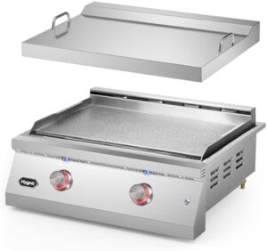 Elevate your outdoor cooking experience with the Hygrill Premium Built-In Griddle featuring durable stainless steel construction, 2 burners, and LED lights. Perfect for camping or backyard BBQs!
