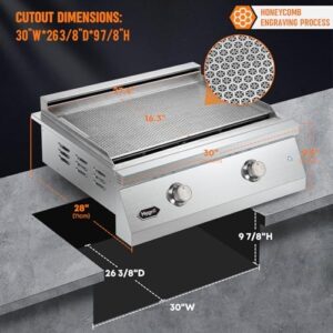 Elevate your outdoor cooking experience with the Hygrill Premium Built-In Griddle featuring durable stainless steel construction, 2 burners, and LED lights. Perfect for camping or backyard BBQs!