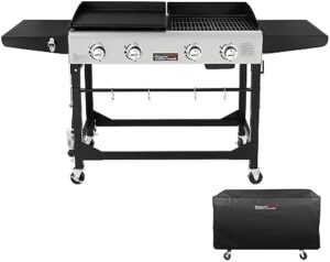 Here is the generated SEO meta description:

"Upgrade your outdoor cooking experience with this Royal Gourmet 4-Burner Propane Gas Grill and Griddle Combo, featuring a powerful 48,000 BTUs output, perfect for camping or tailgating. Plus, enjoy discounts on this top-rated combo!"
