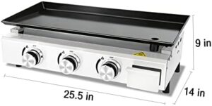 Here is the generated SEO meta description:

"Portable outdoor propane griddle for camping, tailgating, and picnics. 25.5-inch flat top grill perfect for cooking on-the-go. Free shipping and discounts available - get ready to savor the taste of adventure!"