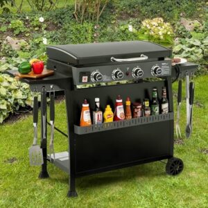 Here is the meta description:

"Unlock outdoor cooking adventures with Royal Gourmet's 4-burner propane griddle featuring removable cart and convertible tabletop design. Perfect for camping, tailgating, or backyard gatherings."
