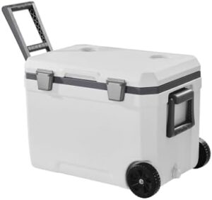 Here is the generated meta description:

"Stay cool with this ultra-lightweight cooler, retaining ice for up to 6 days. Enjoy camping, travel or outdoor adventures with its heavy-duty handle and spacious interior."
