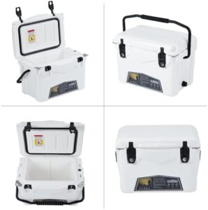 Stay cool on the go with our 20 Quart Hard Camping Cooler, featuring 5-day ice retention and a sturdy handle for easy transport. Perfect for beach trips, camping adventures, or backyard BBQs!
