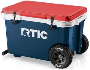 Keep cool on the go with this ultra-light wheeled cooler, insulated for hot or cold items. 52 Quart capacity, perfect for beach days, camping trips, and more!