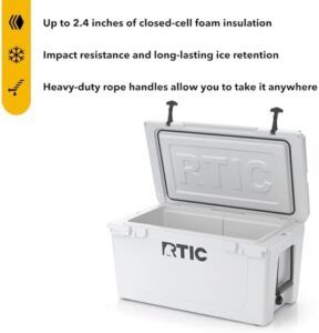 Keep cool on-the-go with the 65 QT Ultra-Tough Cooler, featuring hard insulation and a portable design perfect for beach trips, camping adventures, and backyard gatherings.
