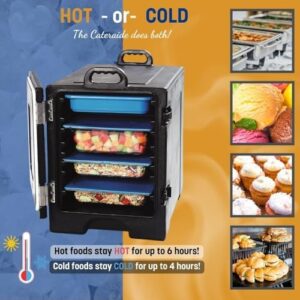 Here is the meta description:

"Transport food with ease using Carlisle's Cateraide Insulated Front Loading Food Pan Carrier with Handles, holding up to 5 pans. Perfect for catering, events and restaurants. "