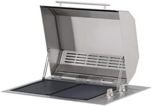 Discover the Kenyon Texan Electric Grill with dual knob control and rust-proof stainless steel body. Perfect for indoor and outdoor use, this UL-approved grill features two 1500W burners and dishwasher safe grates.