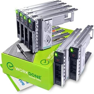 Maximize storage in your Dell PowerEdge servers with the WORKDONE 6-Pack hard drive caddy, featuring a bright LED tray and setup manual. Upgrade compatibility for R240, R340, R740, R640, R550, R450, R740xd2, R7415, R7425, and R6415 models.