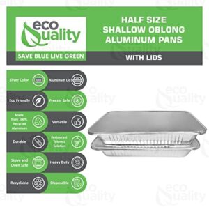 Here is the optimized meta description:

"Elevate your catering game with these heavy-duty 9x13 aluminum pans featuring lids and shallow design ideal for lasagna, roasting, cake, and food storing. Perfect for steam tables and commercial use."