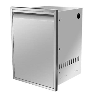 Elevate your outdoor kitchen with this stainless steel trash bin featuring a pull-out drawer and 17'' wide capacity. Perfect for BBQ islands, grill stations, and more!