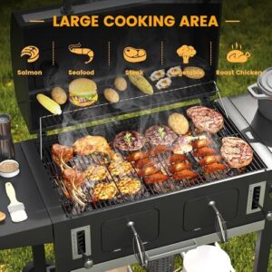 Here is the generated SEO meta description:

"Upgrade outdoor gatherings with the VICLLAX Extra Large Charcoal BBQ Grill, featuring 2 adjustable trays and foldable tables. Perfect for camping, picnics, or parties - cook for up to 8 people! Enjoy discounts and coupons on this top-rated grill."