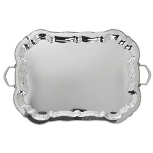 Discover a stylish and practical serving tray from Hubert, featuring stainless steel construction and a beaded edge. Perfect for hosting gatherings, dimensions 27x17.5x1.5 inches.