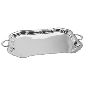 Discover a stylish and practical serving tray from Hubert, featuring stainless steel construction and a beaded edge. Perfect for hosting gatherings, dimensions 27x17.5x1.5 inches.