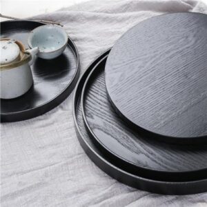 Elevate your gatherings with this 30 inch Round Solid Wood Serving Tray, featuring non-slip edges and raised edges for effortless serving. Perfect for kitchen parties or bar events, perfect size for meals and snacks.