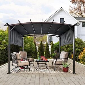 Discover the perfect backyard retreat with this 12' X 9' Steel Frame Grape Patio Gazebo, offering instant shade for your outdoor gatherings. Perfect for garden, porch, yard BBQ, or beach parties!