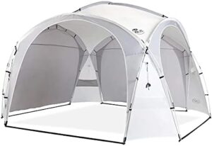 Here is the output:

"Stay dry and comfortable with this Easy Beach Tent Pop Up Canopy featuring UPF50+ protection, side walls, and stability poles. Perfect for camping trips, backyard fun, or picnics, all at a discounted price!"