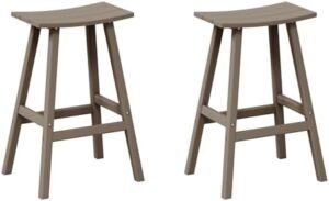Boost your outdoor gatherings with Westin Outdoors' Laguna WO Home Furniture Patio Bar Stools Set of 2. Perfect for porch, backyard, BBQ, and party events, these weathered wood stools offer sturdy comfort and rustic charm.
