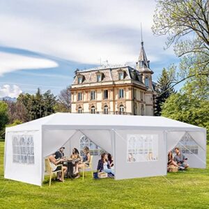 Protect your outdoor celebration from the elements with our 10X30FT White Party Canopy Tent, featuring 8 removable sidewalls for a customizable space. Perfect for BBQs, birthdays, weddings, and more!