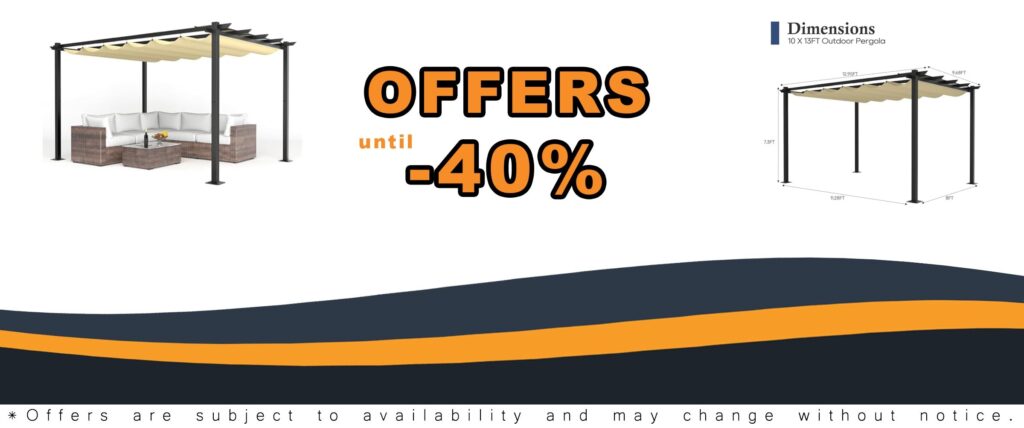 10X13FT Outdoor Retractable Aluminum Canopy Shelter for Garden Porch Poolside BBQ