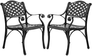 Elevate your outdoor dining with this 2-piece patio cast aluminum chair set featuring a lattice design in antique bronze. Perfect for balconies, lawns, or backyards, this weather-resistant set provides comfortable seating for any alfresco gathering, now at an unbeatable price!