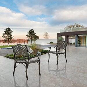 Elevate your outdoor dining with this 2-piece patio cast aluminum chair set featuring a lattice design in antique bronze. Perfect for balconies, lawns, or backyards, this weather-resistant set provides comfortable seating for any alfresco gathering, now at an unbeatable price!