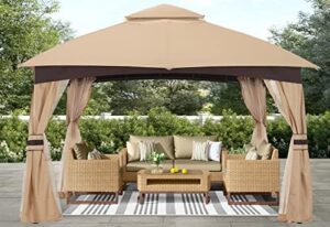 Enhance your outdoor gatherings with the 8x8 Outdoor Gazebo featuring mosquito netting and water-resistant canopy for shade and rain protection, perfect for lawn, garden, backyard & deck use.