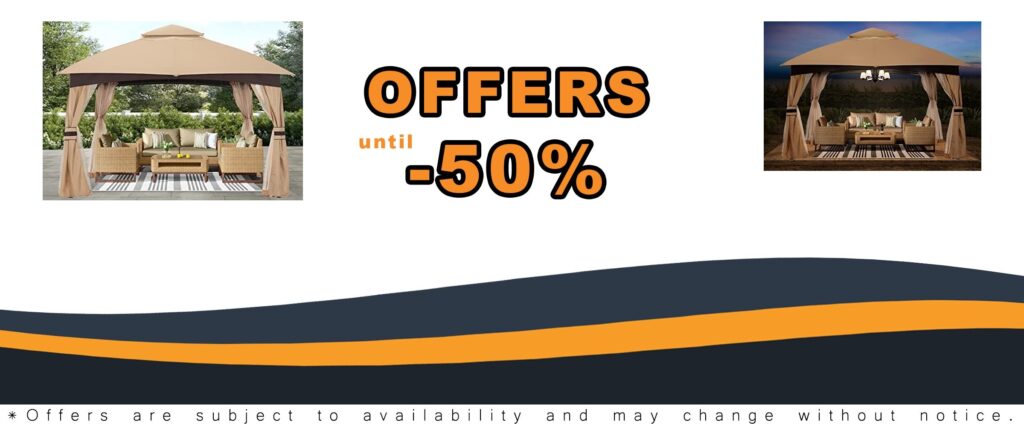 Outdoor Gazebo with Mosquito Netting Patio Shade and Rain Protection