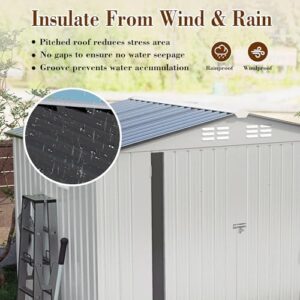 "Maximize your outdoor storage space with this 6x4x6FT galvanized steel shed featuring a lockable door and window, perfect for securing tools and equipment in your garden, backyard or patio."
