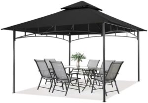 Discover the perfect outdoor gazebo for your patio, featuring a sturdy steel frame and 11x11 feet of sheltered space.