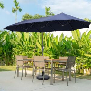 Here's the meta description:

"Enhance your outdoor space with this 13Ft large patio umbrella featuring a double-sided market design and easy crank system. Perfect for yards, poolside, and decks. Navy Blue color. Limited time offer: get 15% off!"