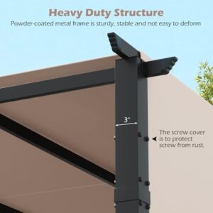 Elevate your outdoor living with this spacious 10x10 Ft pergola featuring a 2-piece retractable sun shade canopy, perfect for decks, porches, and gardens.
