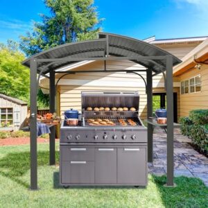 Transform your backyard gatherings with the Domi Hardtop Grill Gazebo, featuring a sturdy double galvanized steel roof and 2 side shelves for ample grilling space. Perfect for patio gardens and backyards!