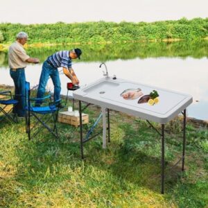 Discover the SEEK Outdoor Folding Fish and Game Cleaning Table, perfect for fishing, hunting, or camping. Quickly clean gear with its stainless steel faucet and drain hose. Ideal for outdoor enthusiasts.