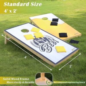 Perfect your outdoor game nights with this solid wood regulation size cornhole set, complete with 8 bags and 4x2 feet playing surface. Enjoy quality time with friends and family.