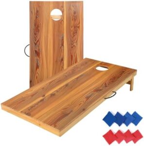 Enhance your backyard gatherings with this premium solid wood corn hole game set, featuring 2 regulation boards and 8 waterproof toss bags. Perfect for indoor or outdoor play.