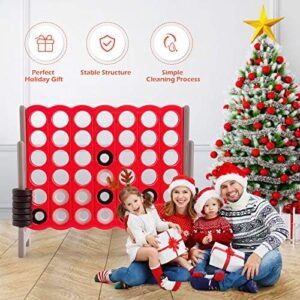 "Compete and connect with family and friends using the Jumbo 4-to-Score Giant Game Set, featuring 42 jumbo rings and a quick-release slider. Perfect for indoor & outdoor play, perfect for holiday parties!"