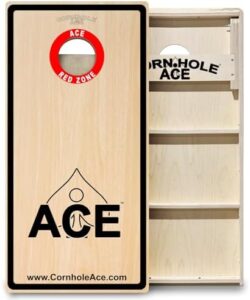 "Upgrade your backyard game with ACE PRO's professional-grade cornhole boards featuring triple-wide legs and regulation size design for a tournament-style experience. Perfect for enthusiasts and beginners alike, these durable Baltic Birch plywood boards come with handles for easy transport."