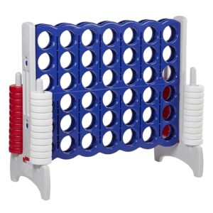 Play giant games with friends and family using the Jumbo 4-To-Score, featuring vibrant red, white, and blue colors. Perfect for game nights and parties, this oversized version measures 24x15 inches. Get ready to score big! (145 characters)