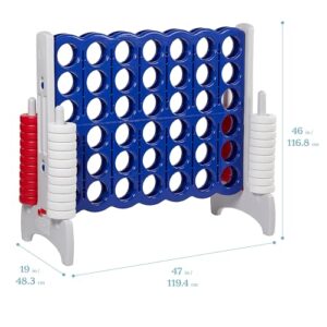 Play giant games with friends and family using the Jumbo 4-To-Score, featuring vibrant red, white, and blue colors. Perfect for game nights and parties, this oversized version measures 24x15 inches. Get ready to score big! (145 characters)