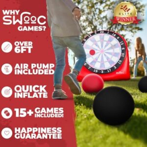 Get ready for a blast of fun with these giant kick darts featuring 15+ games, including an air pump and jumbo soccer darts. Perfect for outdoor activities, yard games, or carnival events!