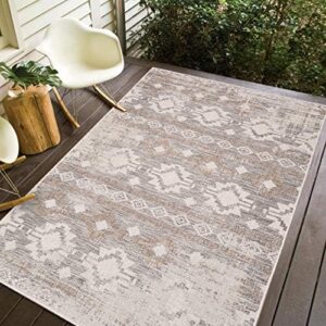Enhance your outdoor spaces with Décor's Quick Dry Floral Ivory Sand Indoor/Outdoor Rug, perfect for patio, deck, backyard, picnic, camping, BBQ, RVs, and beach settings. Soft and durable 8' x 10' traditional beige design for versatile use.