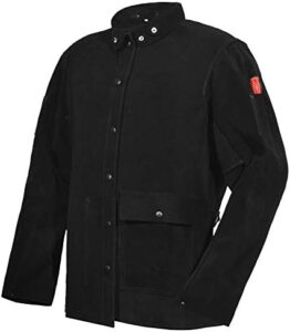 Here is the optimized meta description:

"Protect yourself from sparks and heat with this leather welding jacket set, including gloves, hood, and spats. Ideal for woodworking, blacksmithing, gardening, mechanics, and BBQ enthusiasts."