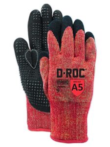 Get top-notch grip and protection for heavy-duty work with MAGID D-Roc ANSI A5 Aramid NitriX Grip Work Gloves. 48 pairs, size 10/XL, featuring palm coat with dots.